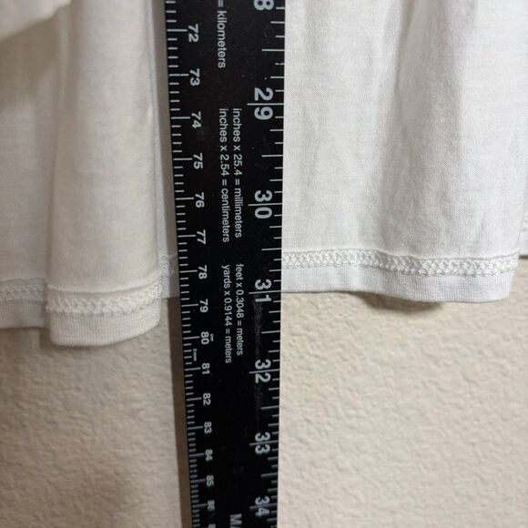 Ambiance T-Shirt Women's 2X Ivory Cream V-Neck Short Sleeve Boho Casual Shirt - Picture 6 of 9